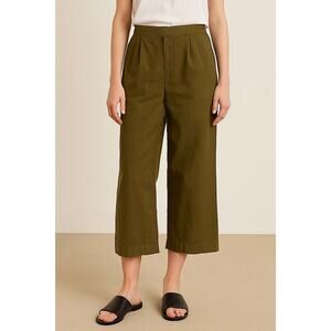 Pact Organic Cotton Linen Wide Leg Pants Olive Green Pull On Size XL